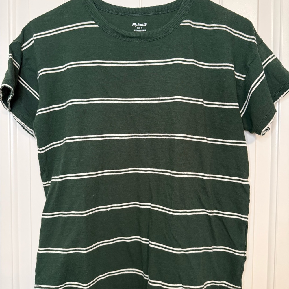 Madewell Green Striped Women's Shirt, Size S